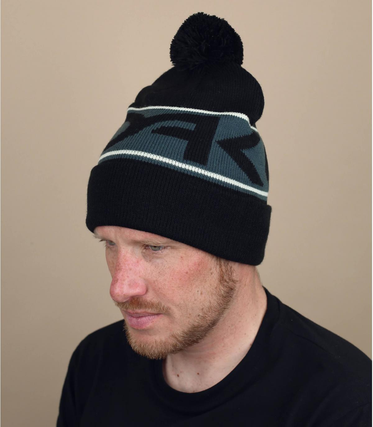 bonnet Oakley noir pompon Factory Cuff Beanie blackout